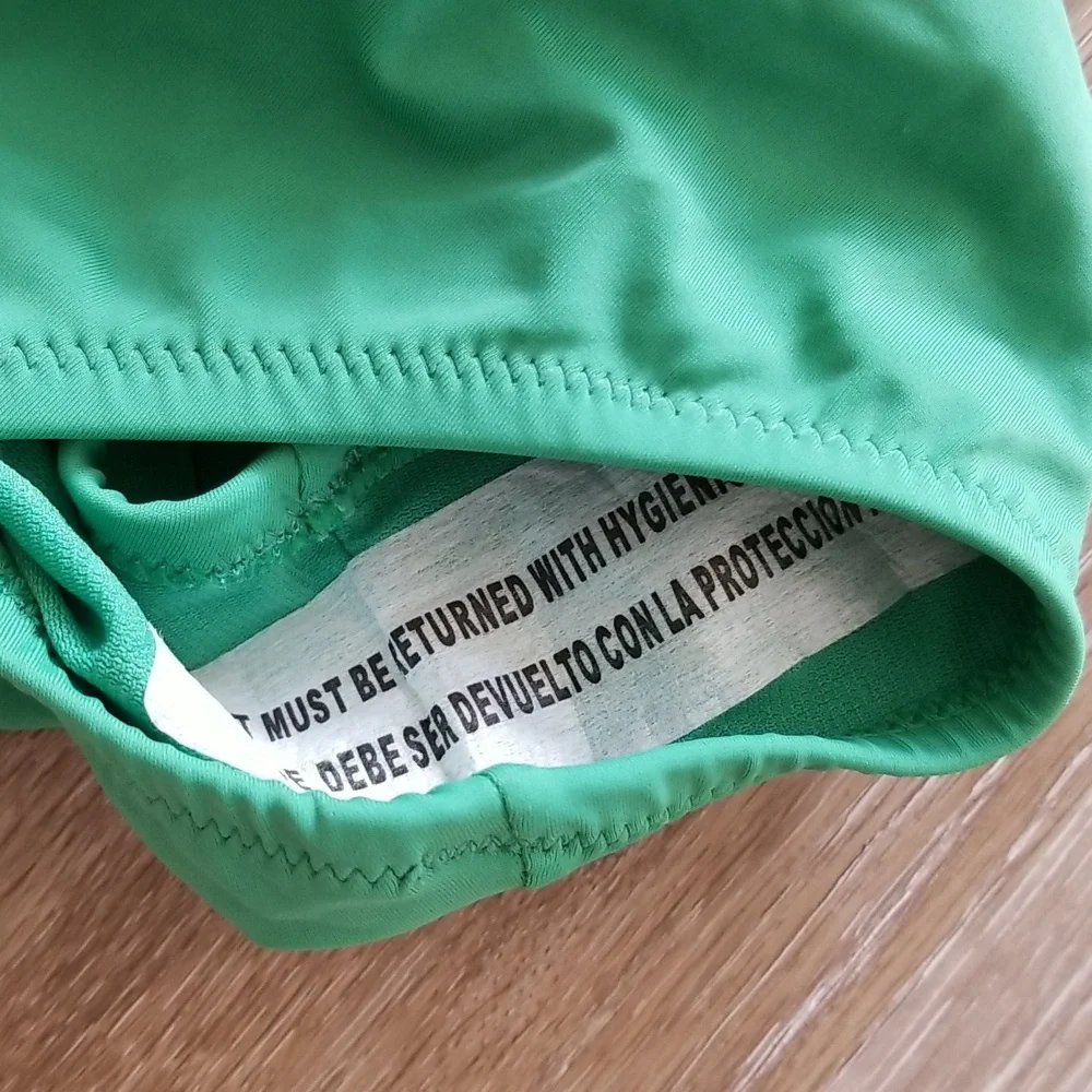 NWT Rhode Green Scallop Edge High Rise Bikini Bottom Size Large